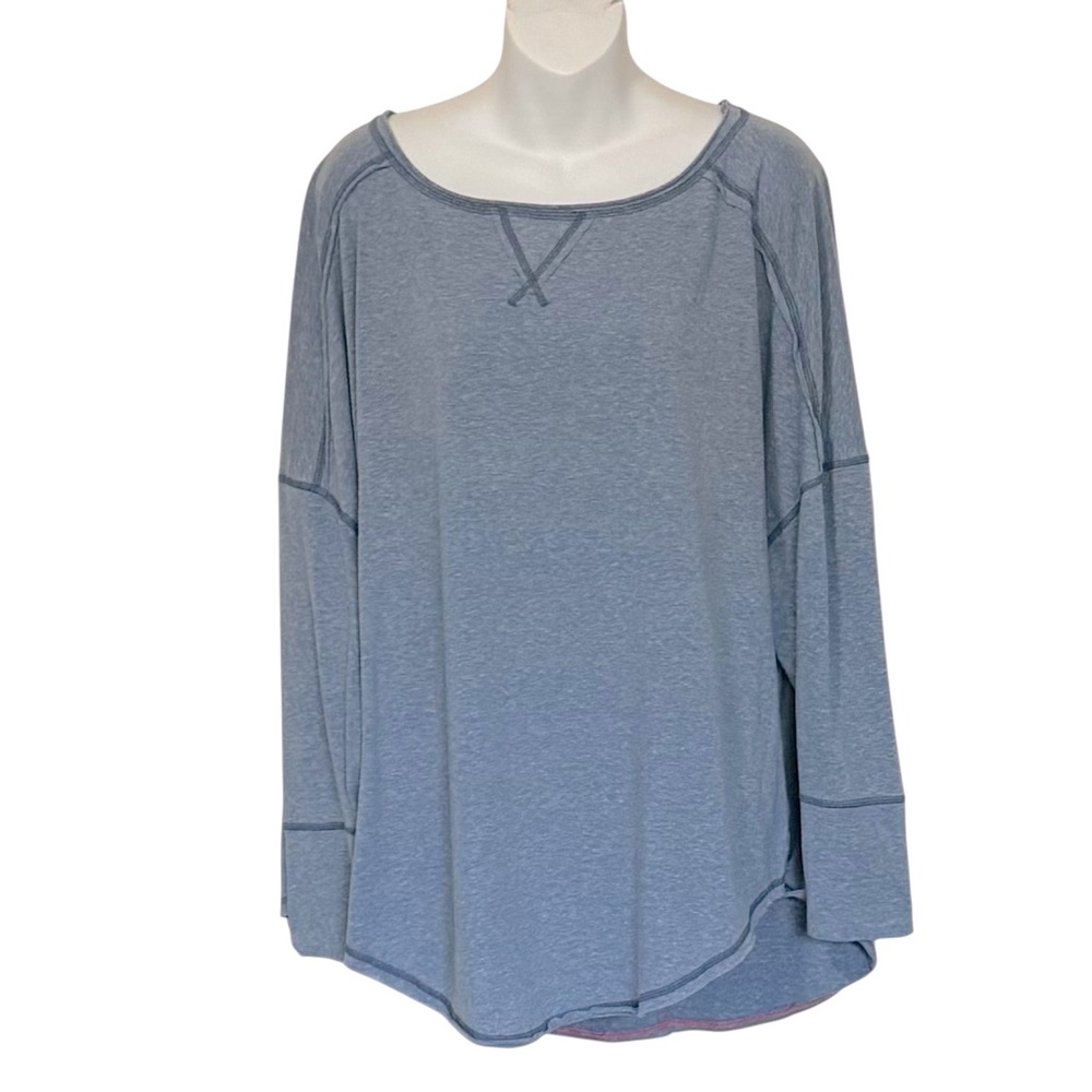 Free People Oversized Women's Blue Long Sleeve Top
